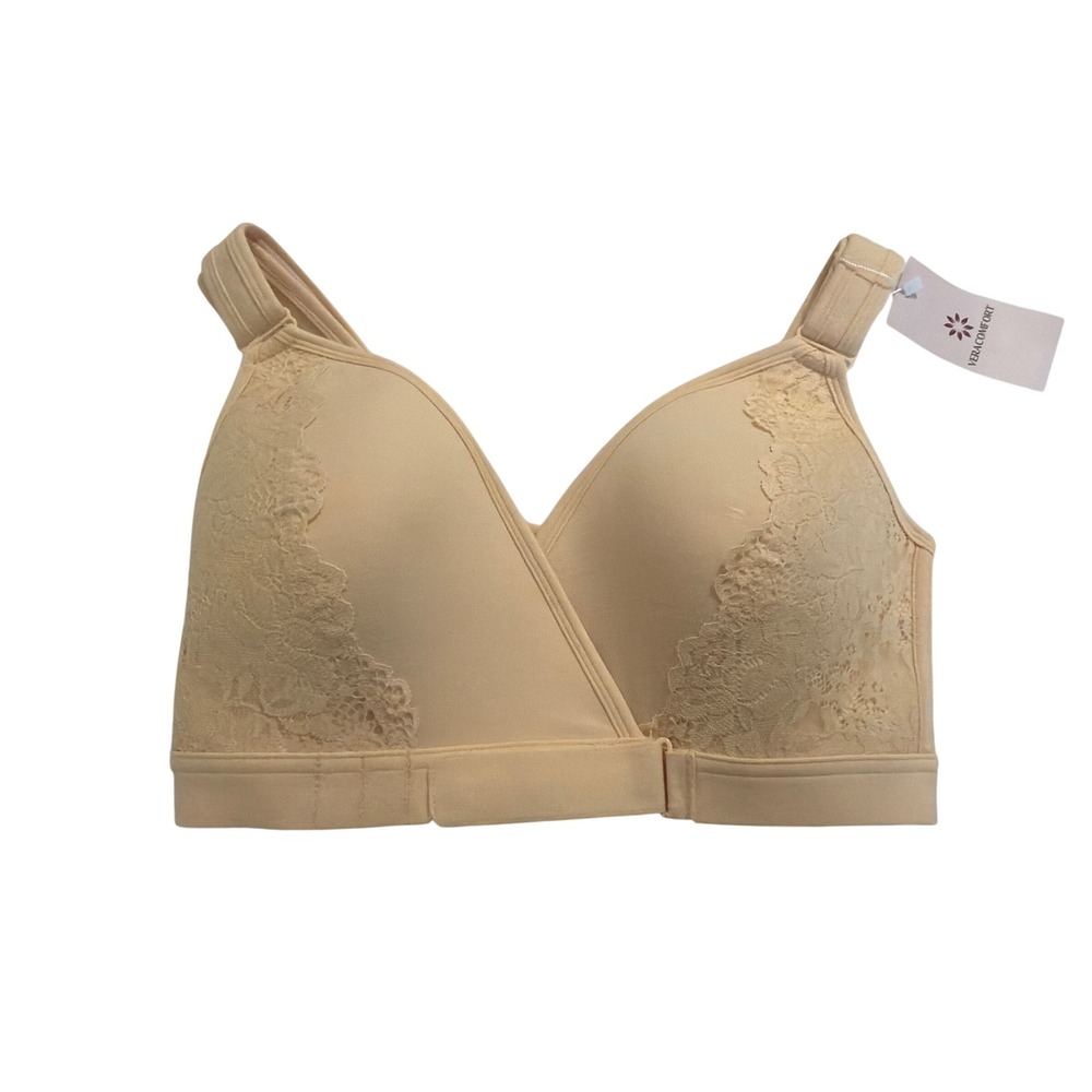 Veracomfort Wireless Front Closure Adative Bra Beige Size M2 Large Mobility
